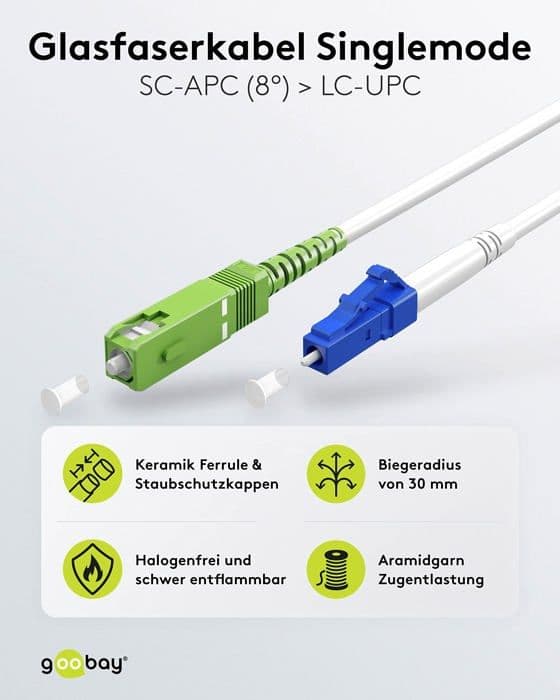 Fiberkabel - GOOBAY - 59608 - Enkelt läge - 100 Gbit/s - Simplex