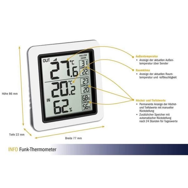 TFA Dostmann Funk-Thermometer INFO Termometer radiopiloté 30.3065.02
