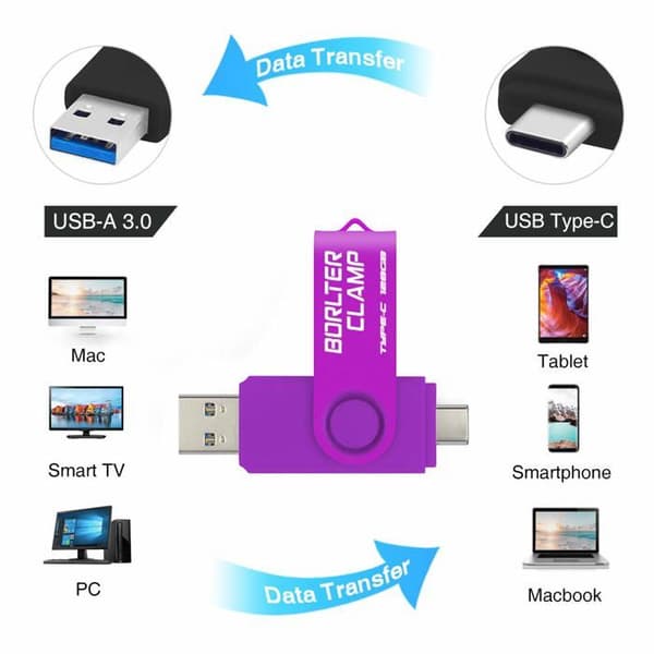 USB-minne - Borlter - TGX eu - 128 Go - USB Typ-C - Lila