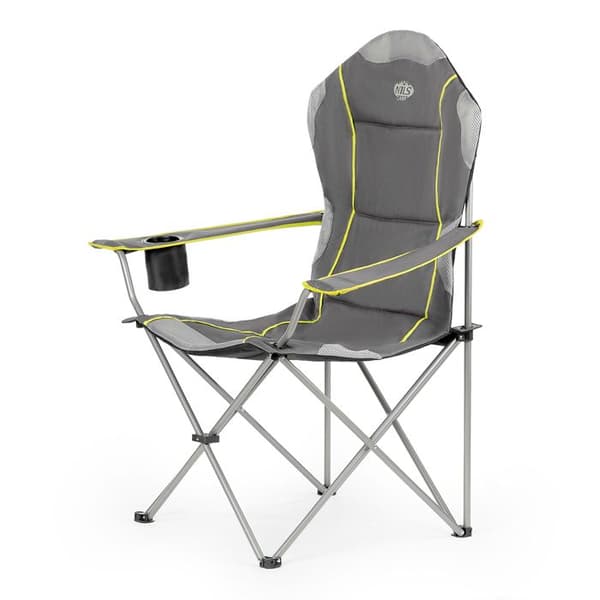 Fällbar campingstol - NILS CAMP - NC3080 - Grå-Lime - Maximal belastning 130 kg - Fällbar - Koppställ