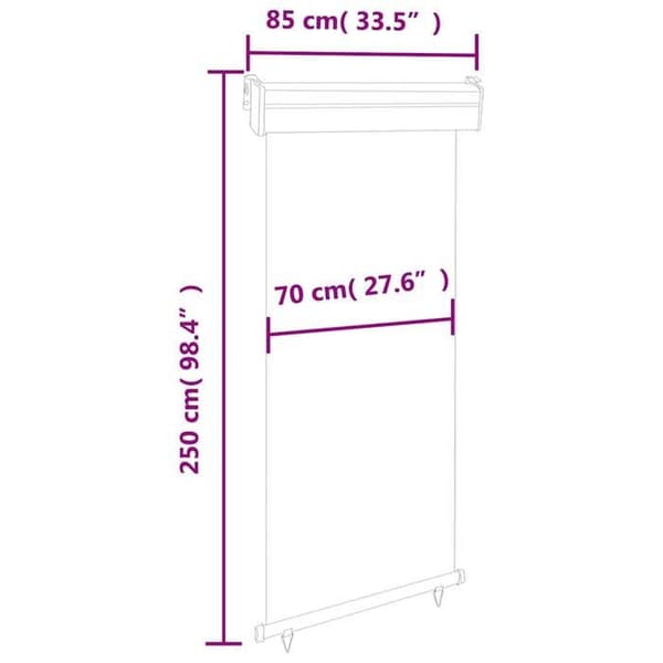 vidaXL Balkong Sidomarkis 80x250 cm Grå