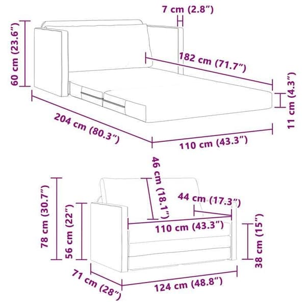 vidaXL Sängsoffa 110cm Svart tyg 4106693