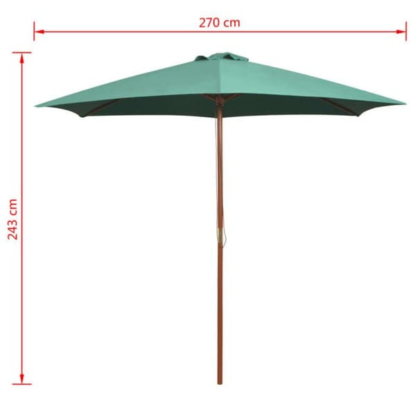 Parasoll - VIDAXL - 270 x 270 cm - Trä - Grön
