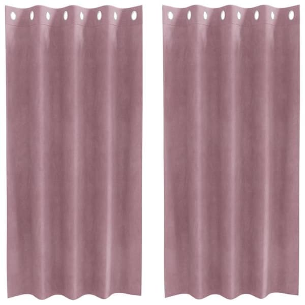Mörkrosa polyester öljettgardiner 2 st - moderna, tvättbara