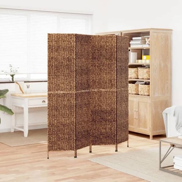 vidaXL Skärmvägg 4 paneler bruna vattenhyacinter 355195