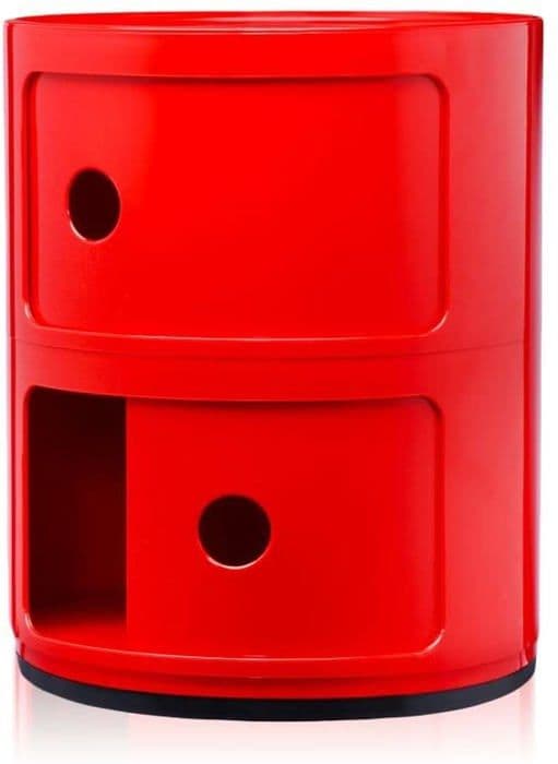 Kartell Componibili 2 element - Rund förvaringsmöbel röd 40x32x32 cm