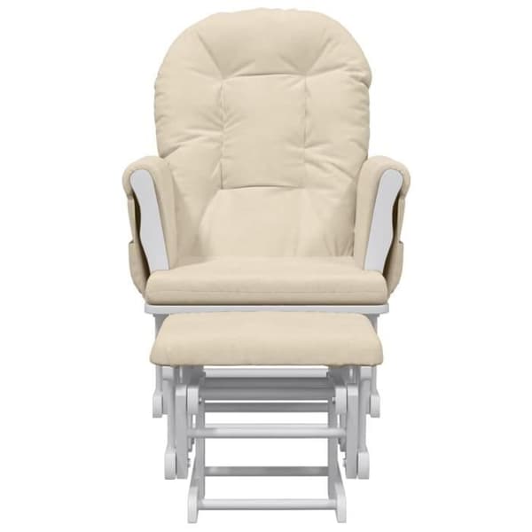 vidaXL Gungstol med fotstöd Cremevit Tyg 351663