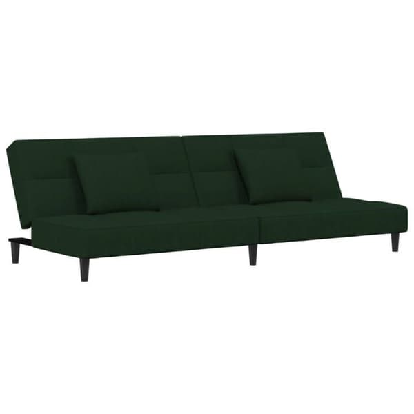 vidaXL 2-sits bäddsoffa med två kuddar Mörkgrön sammet 375809