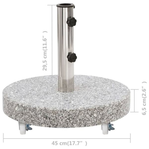 vidaXL Granit Parasoll Base 30 kg Rund Grå