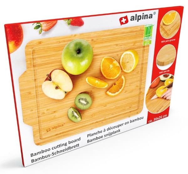ALPINA-NK Skärbräda bambu 36 × 26 × 1 cm - Brun, diskmaskinssäker