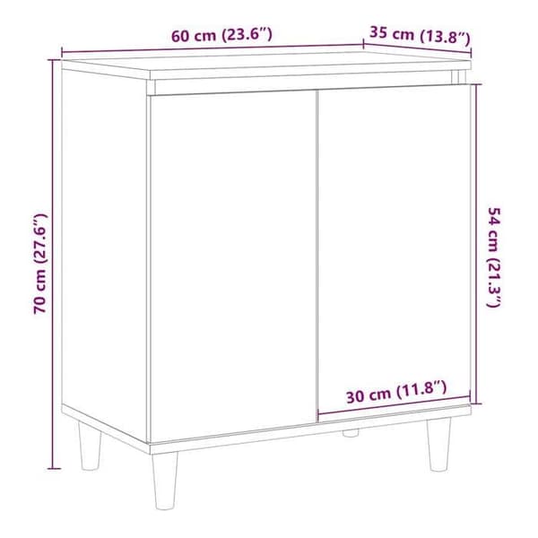 vidaXL Buffet gammalt trä 60x35x70 cm ingeniörsträ 856476