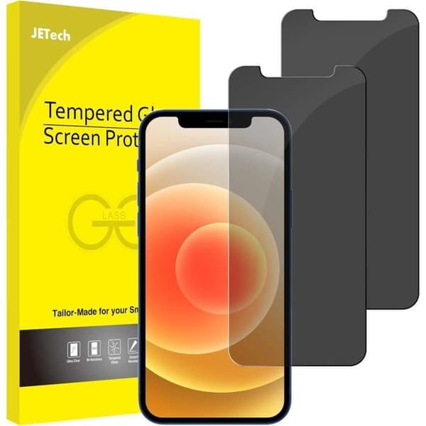 Skyddfilmer - JETech - iPhone 12/12 Pro - Härdat glas - Antispion - 2-pack