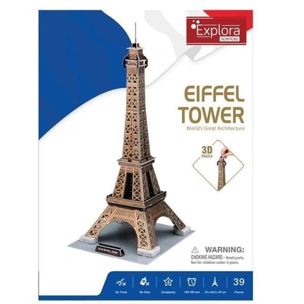 Pussel 3D - Eiffeltornet - Byggspel - EXPLORA - 39 bitar - Från 5 år