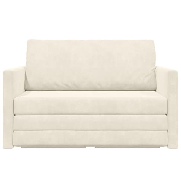 Sängsoffa på golvet 2 i 1 Kräm 124x204x61 cm Sammet