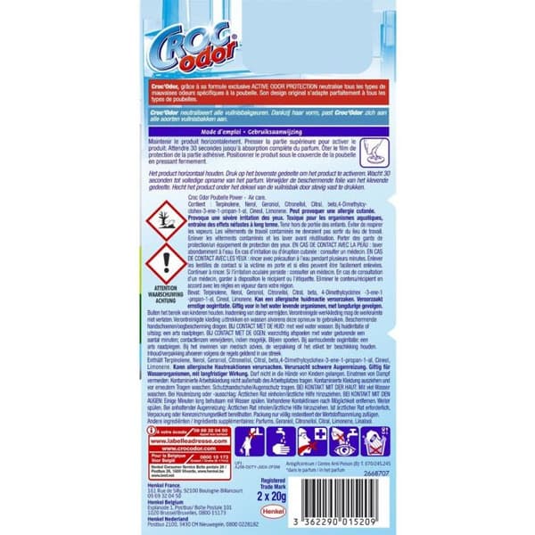 Croc'odor power trash doft absorber x 2