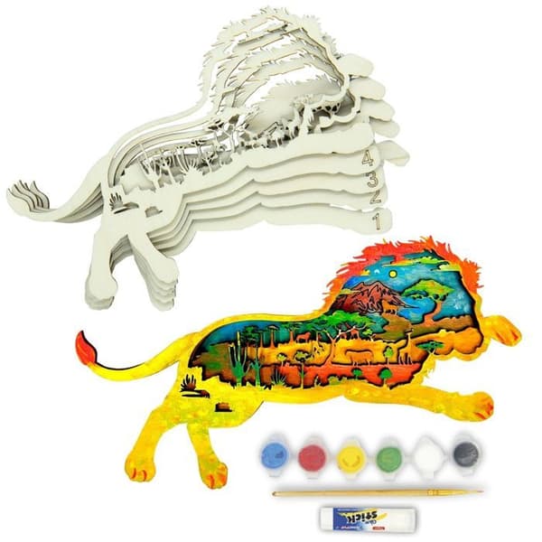 3D Lion Trä Målarset - Creatifwood