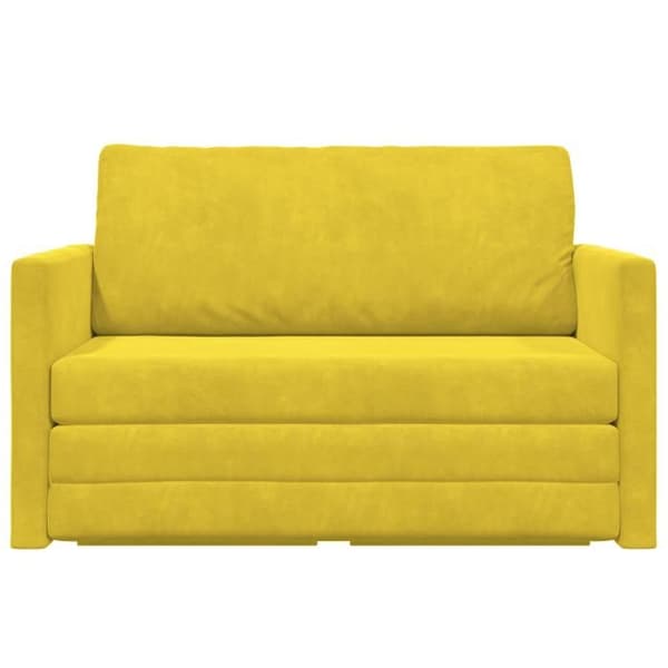 2-i-1 Soffa i gul sammet 124x204x61 cm