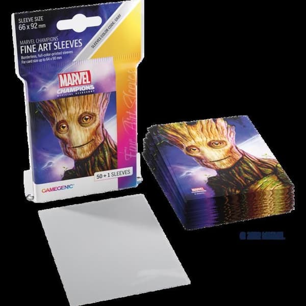 Brädspel - Marvel Champions: Påse med 50 FINE ART Groot-kortskydd