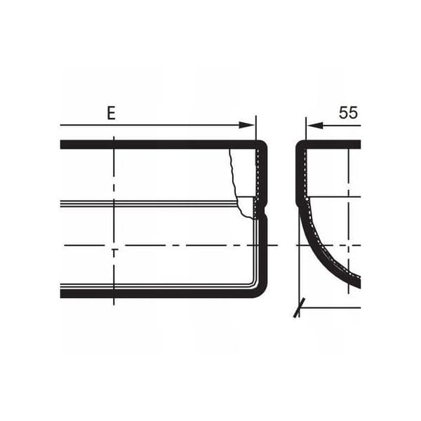 Vertikal 90° böj för kanal 110x55mm