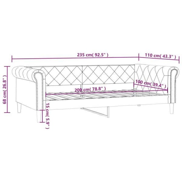 vidaXL Dagbädd vit 100x200 cm konstläder 354231