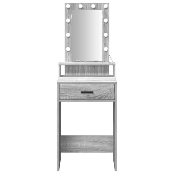 Coiffeuse med grå Sonoma LED-ljus 50x41x140 cm