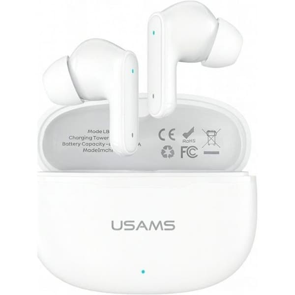 Hörlurar - USAMS - USA001684 (E05) - Bluetooth 6.0 - Äkta trådlös TWS - Vit