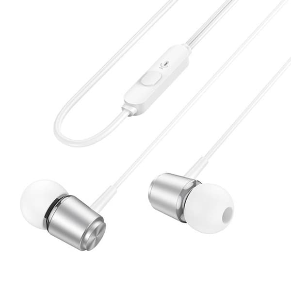 Trådbundet headset 3,5 mm med mikrofon, 1,2 m - Hoco (M108) - Vit