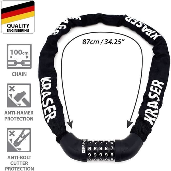 Cykellås - KRASER - KR610 - Kodlås - 100 cm - Universell - Unisex