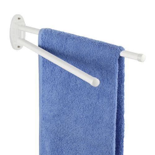 WENKO Vägghängd handdukstork, 2 roterande handdukstorkar, Basic, stål, L40 cm, vit