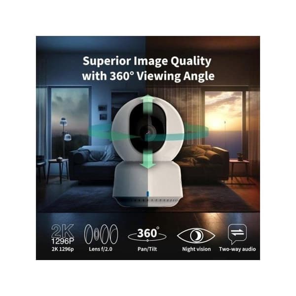 Övervakningskamera - Aqara - E1 - 2K - Infraröd nattvision 8 m - WiFi Bluetooth 5.2
