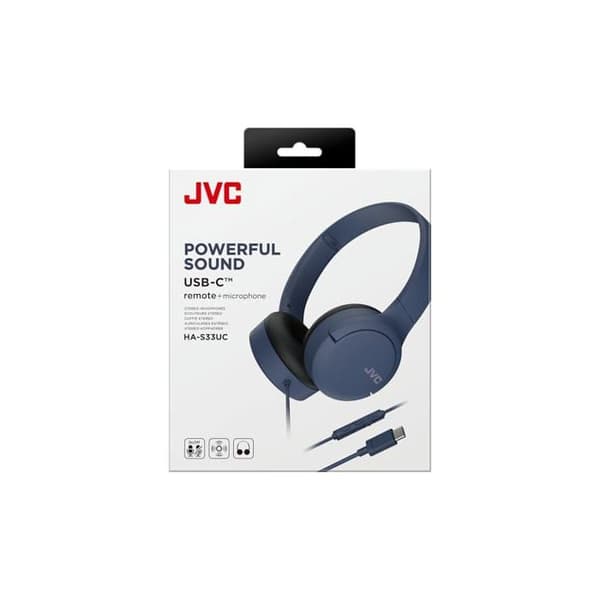 Hörlurar - JVC - HA-S33UC - Trådad - USB-C - Över örat - Blå