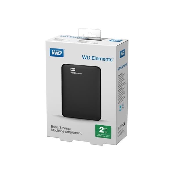 Extern hårddisk - WD - Elements Portable - 2 To - USB 3.0 - Svart