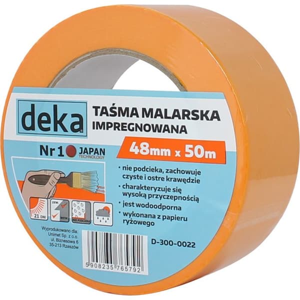 Målartejp - DEKA - 48mm x 50m - Impregnerad - Rispapper - Standard