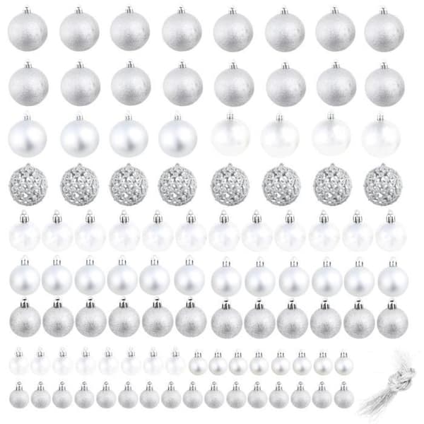 vidaXL Julgranskulor Set 100 st 6 cm Silver