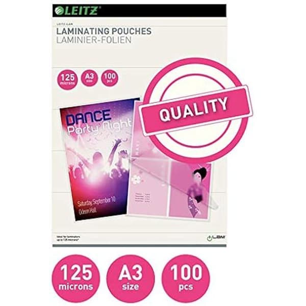 Plastfickor - LEITZ - A3 - 125 mikron - Transparent - Glansig