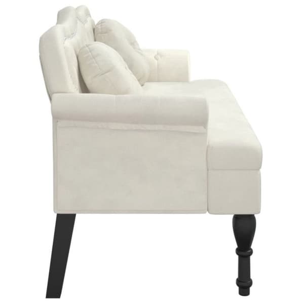 Bänk med cremefärgade kuddar 120,5x65x75 cm sammet