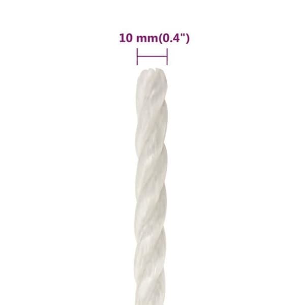 153050 vidaXL Arbetsrep Vit 10 mm 25 m polypropen