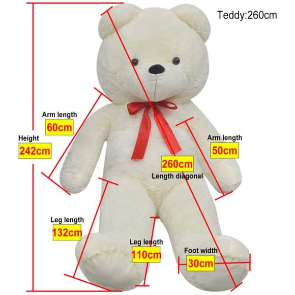 vidaXL Teddy Bear Vit 242 cm 80148