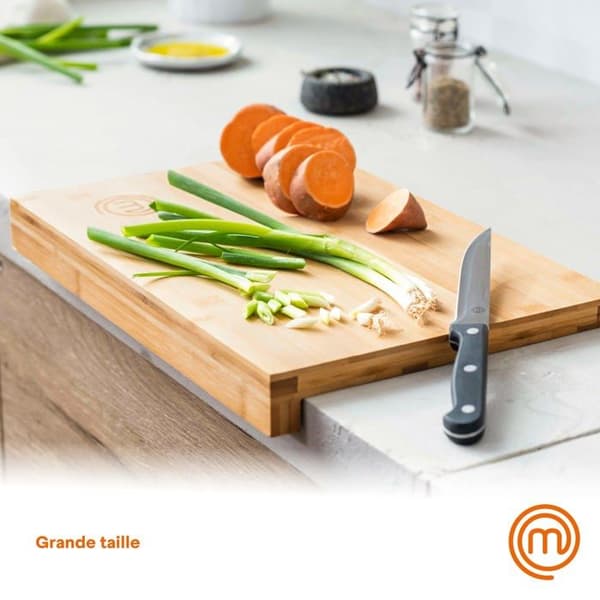 MasterChef bambuskärbräda vändbar 38,5×26,5×2 cm - saftkant, integrerad kant