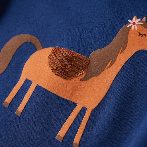 Barn T-shirt med lång ärm marinblå Multi-storlekar