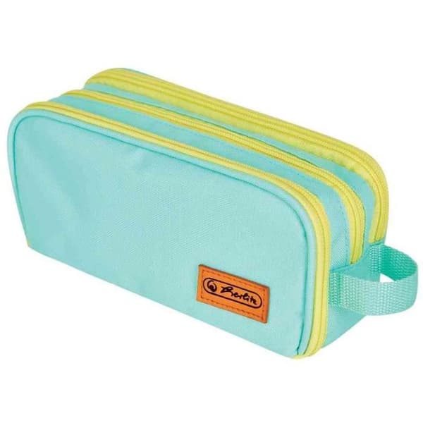 Trousse - HERLITZ - Universitet - Mint/Gul - Polyester - 2 Fack