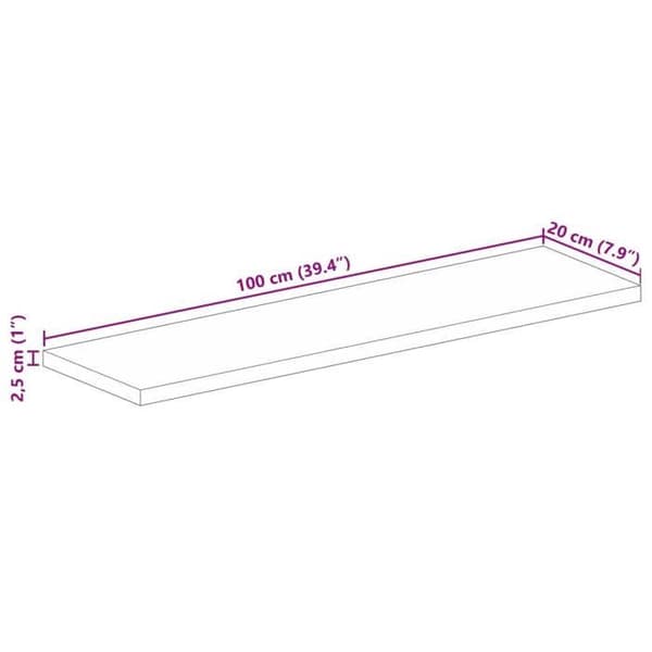vidaXL Bordsskiva 100x20x2,5cm rektangulär massiv mango trä 371426
