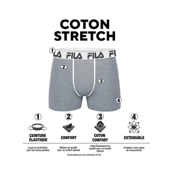 Fila Boxer Herr Caleçon Herr - Grå (Pack om 4)