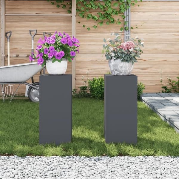 Växtstöd - Pelare - 2 st - Antracit - Stål - 24x24x55 cm