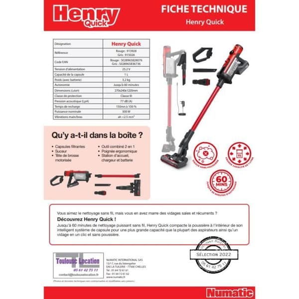 Henry Quick sladdlös stickdammsugare