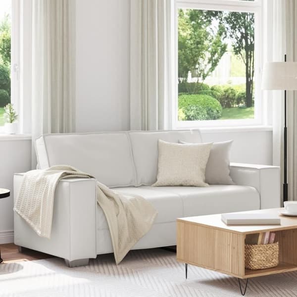 Vit 140 cm sofa loveseat i konstläder