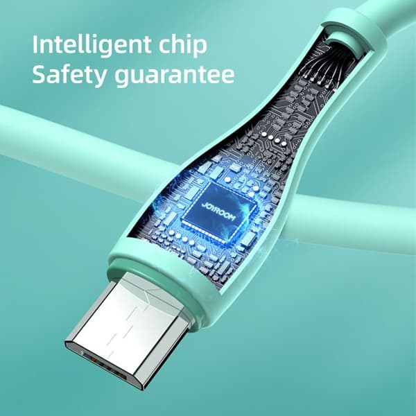 USB-A - microUSB 3A med laddningsindikator, 2 m, grön