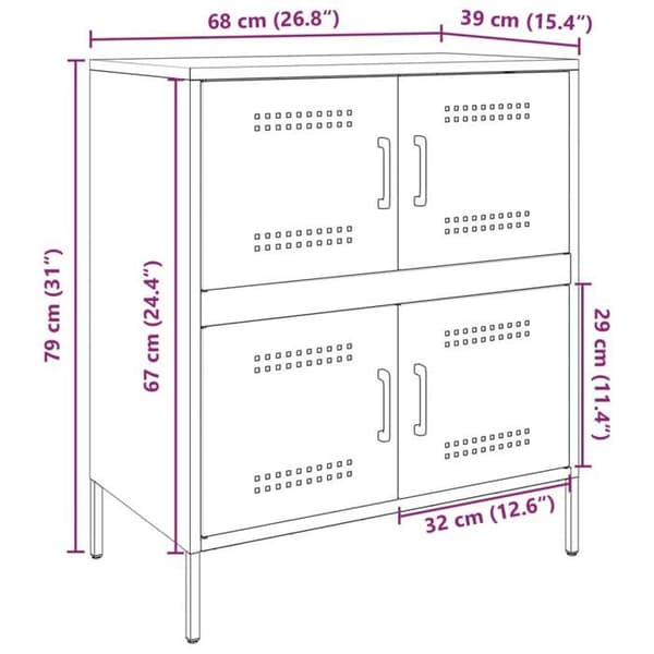 vidaXL Buffé antracit 68x39x79 cm stål 842954