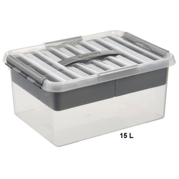 Förvaringslåda - SUNWARE - Stor - 15 Liter - Transparent - Grå