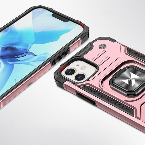 iPhone 14-fodral förstärkt med guldmagnetring